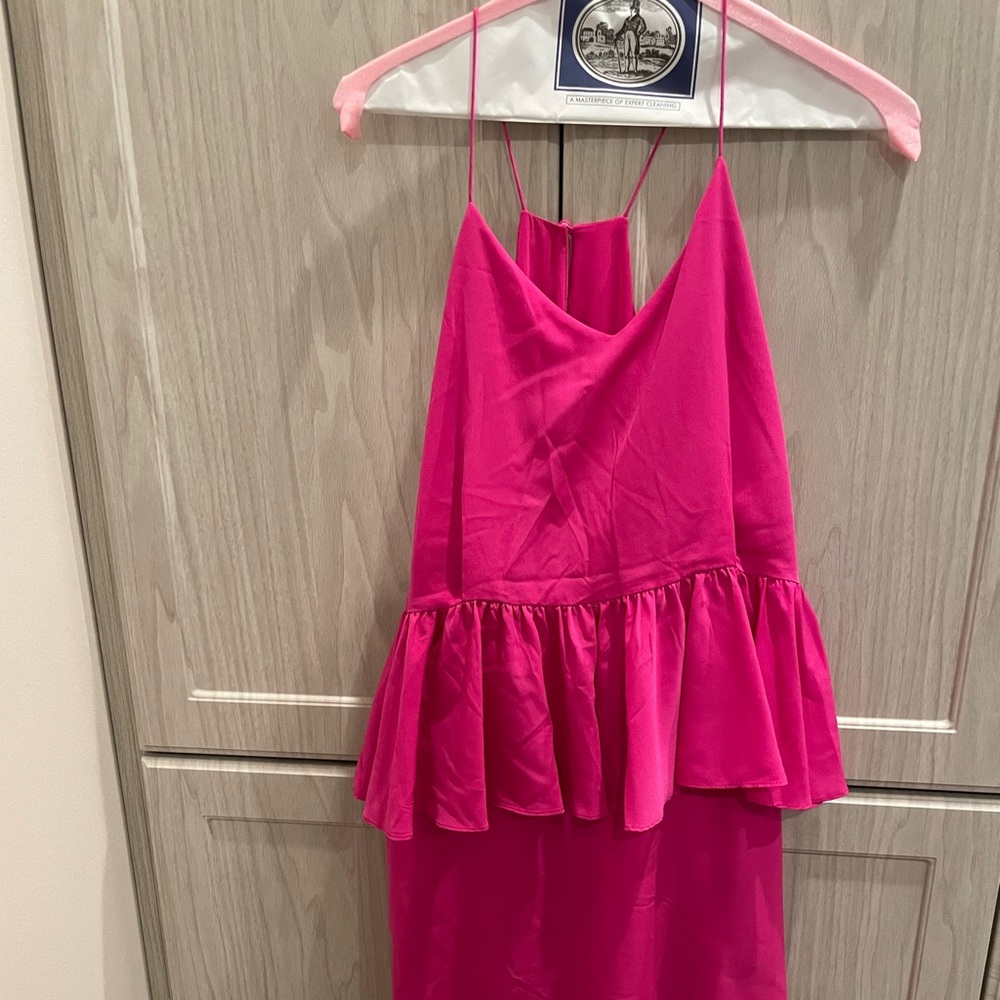 Hot pink peplum midi dress